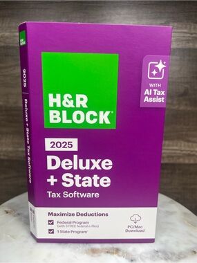 H&R Block Tax Software DELUXE + STATE 2025 Key Card for PC/MAC NEW